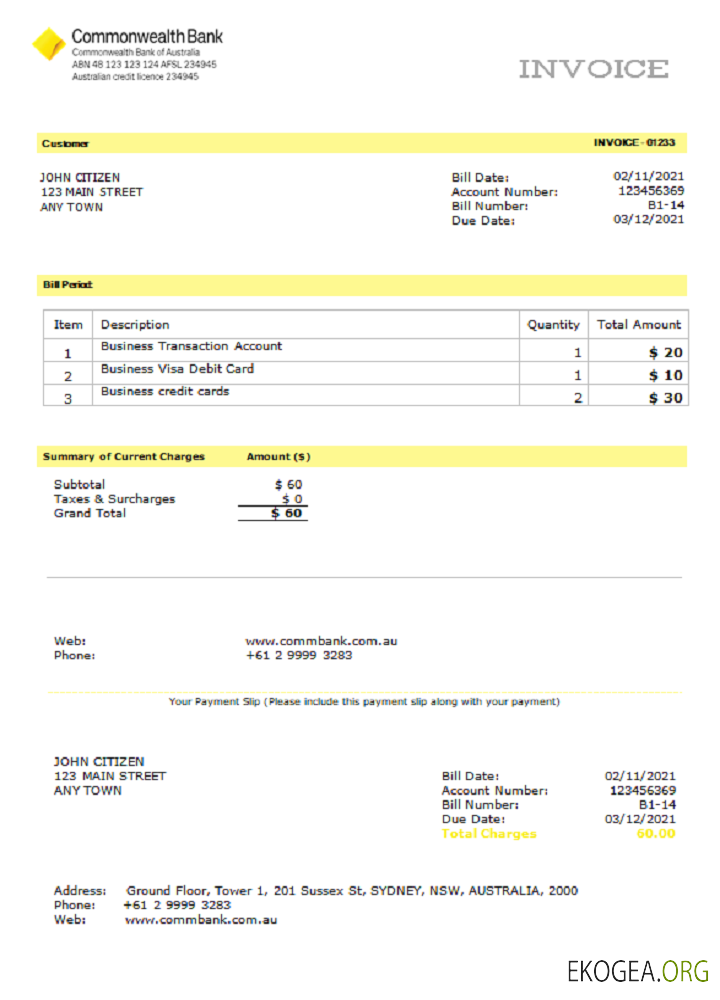 Facture du Commonwealth des États , Unis